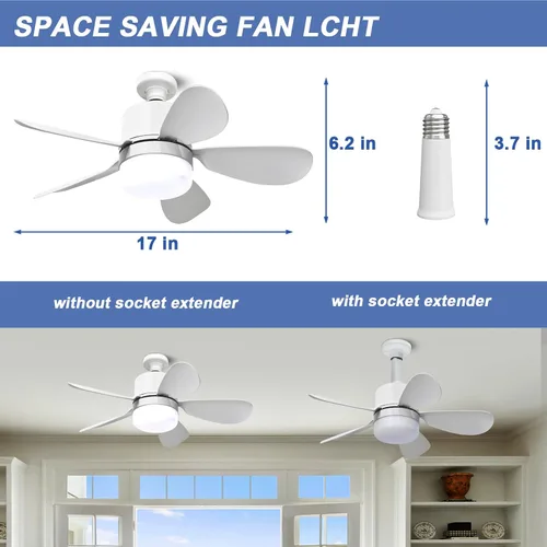 Vista 9 de Luz de ventilador de enchufe con control remoto, ventilador de techo Blanco