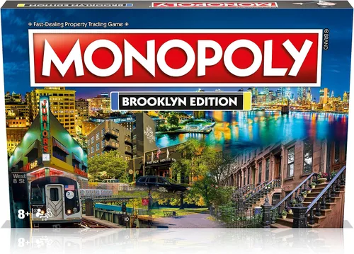 Vista 4 de Monopoly Juego de mesa Brooklyn Edition: 2-6 jugadores, juegos de mesa familiares para niños y adultos, juegos de mesa para niños de 8 años