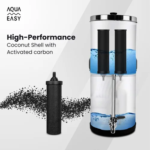 Vista 7 de AquaEasy Sistema de Filtro de Agua por Gravedad de Acero Inoxidable con Certificación NSF/ANSI 372 (2.25 Galones) 2X Filtro de Carbón Activado