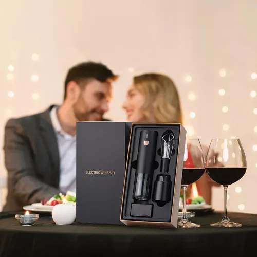Vista 2 de Regalos de vino - Abridor de vino eléctrico - Sacacorchos automático recargable - Sacacorchos eléctrico inalámbrico - Abridor de botellas de vino
