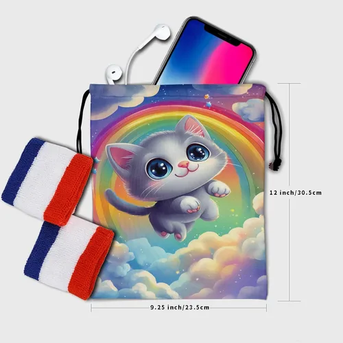 Vista 125 de Bolsa de agarre de gimnasia de piel de animal, bolsa de gimnasia con cordón ajustable, bolsa de cuerda para fauna silvestre, Mariposas Galaxy