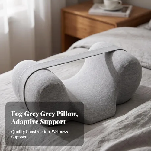 Vista 7 de Pillow Neck Support Pressure-Relieving, Memory Foam Pillow with Strap, Supportive, for Bed, Blue White