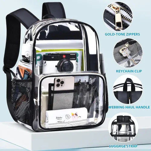 Vista 6 de BYXEPA Mochila transparente resistente TPU transparente, Negro