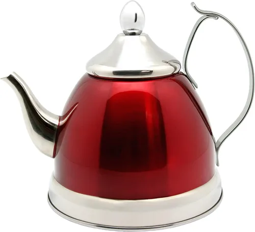 Vista 7 de Creative Home Nobili-Tea - Tetera de acero inoxidable de 1.0 cuartos de galón con cesta infusora y parte inferior de aluminio capsulado para una