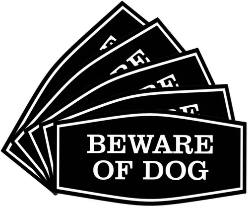 Vista 50 de All Quality Fancy Beware of Dog Letrero Material duradero Señales de seguridad para el hogar Fácil de instalar (negro/oro), mediano, 1 paquete