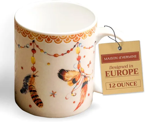 Vista 89 de Maison d' Hermine Taza de café con asas, tazas de porcelana fina de hueso, paquete de una taza de té para bebidas calientes, capuchino, latte
