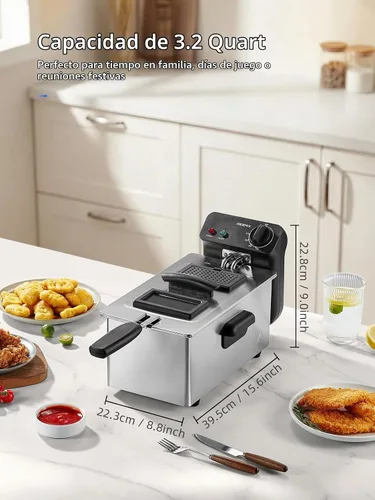Vista 2 de Reemix Freidora eléctrica 3L 1500W, fabricante de pollo frito de encimera