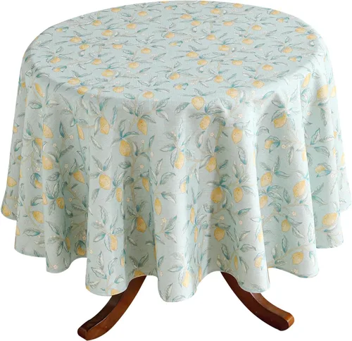Vista 36 de [Usado] patdrea Mantel largo de lino de diseño verde para mesa rectangular, mantel vintage transpirable con patrón de frutas amarillas, funda
