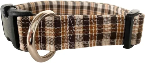 Vista 2 de Brown and Tan Plaid Dog Collar (X-Small)