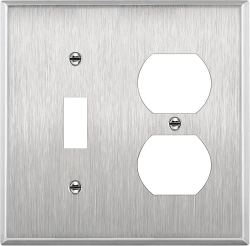 Vista 16 de ENERLITES Placa de pared de metal para combinación de interruptor de palanca y receptáculo dúplex, cubierta de salida de acero inoxidable 201