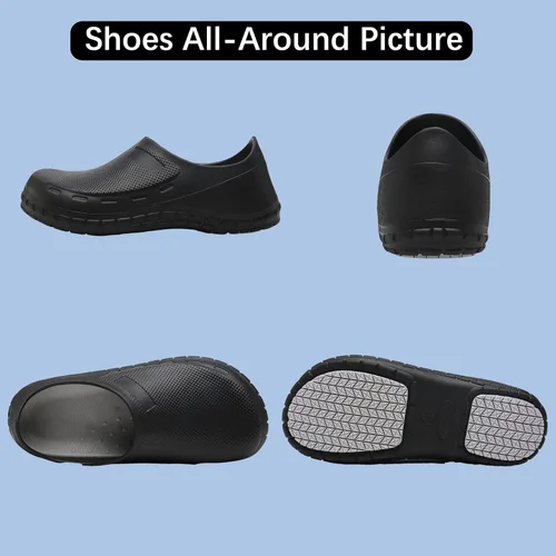 Vista 5 de Zapatos de chef para hombre, zapatos para cocina, zapatos de trabajo antideslizantes para mujer, zuecos cómodos para enfermera, zapatos de cocodrilo