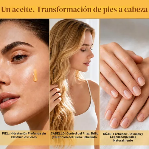 Vista 4 de Aceite corporal de cúrcuma de 6.8 fl oz para masaje e hidratación diaria, hidratación profunda con vitamina E, colágeno, aceite de cúrcuma para cara