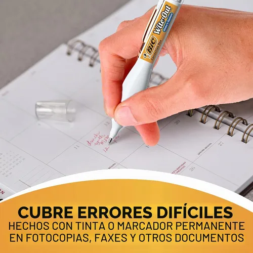 Vista 7 de BIC Wite-Out - Pluma correctora Shake 'n Squeeze, 8 ml de líquido corrector, paquete de 4 bolígrafos correctores blancos, fácil, limpia y fácil