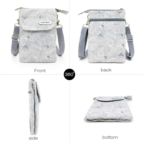 Vista 2 de Cartera espaciosa para teléfono celular, de lona, con correa para el hombro, para mujeres, adolescentes y niñas
