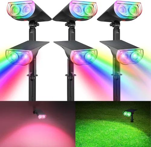 Vista 11 de Consciot Focos solares para exteriores, IP67 impermeable 2 en 1, luces solares de día, luces decorativas de Navidad duraderas para jardín, patio