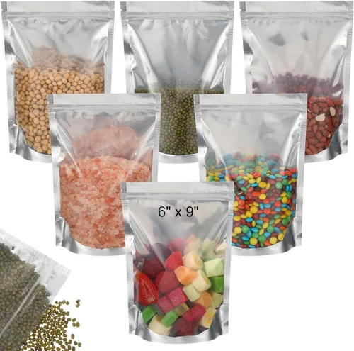 Vista 9 de Ctosree 200 bolsas de alimentos de pie, bolsas de caramelos, sellables, parte delantera transparente resistente con parte trasera de papel de 3.5" x