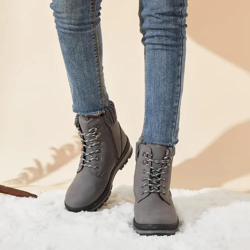 Vista 6 de BABUDOG Botines impermeables para mujer para exteriores (sin suela antideslizante), botas de combate de moda con cremallera lateral, botas de nieve