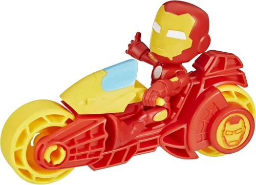 Vista 4 de Spidey and His Amazing Friends, Iron Man - Figura de acción y juguete para motocicleta, juguetes preescolares de superhéroes de Marvel para niños