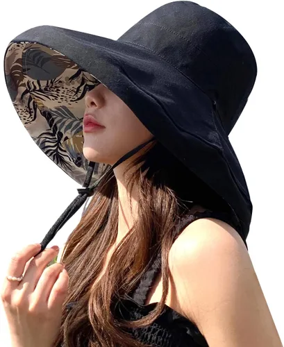 Vista 25 de HUAMULAN Sombrero de Sol de Verano de Ala Ancha para Mujeres con Borde Alambrado Sombrero Bucket de Playa y Pesca Reversible Plegable de Viaje