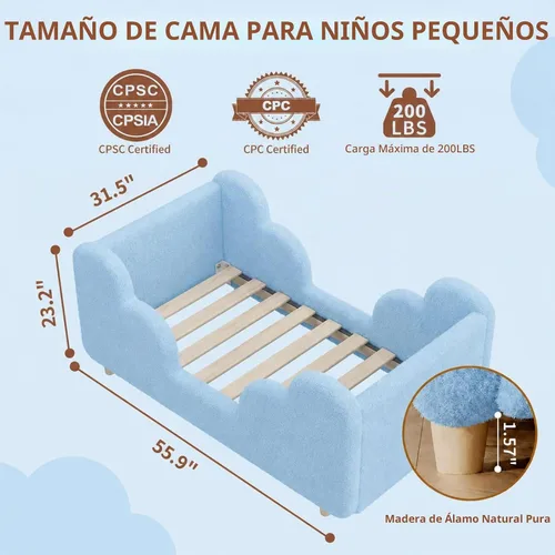Vista 2 de DoCred Cama infantil, cama tapizada para niños y niñas