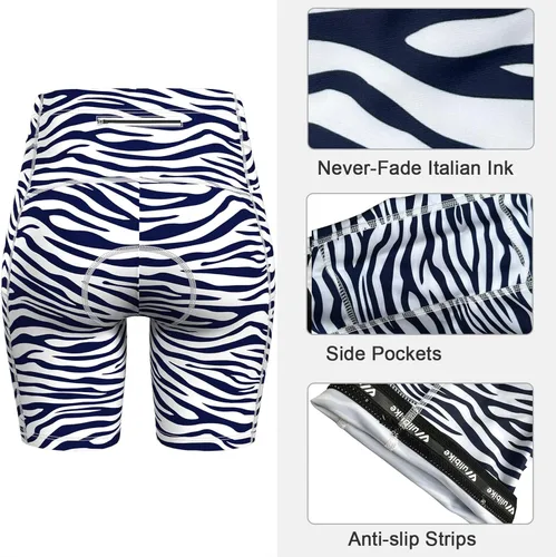 Vista 3 de Lo.gas Pantalones cortos de ciclismo acolchados para mujer, con relleno, almohadilla de gel 6D, diseño impreso, pantalones cortos de ciclismo