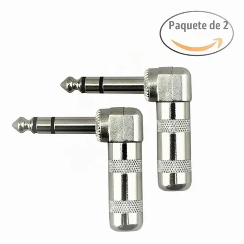 Vista 2 de Enchufes de audio de 1/4 "0.250 in enchufe TRS macho de 1/4 pulgadas Tipo de soldadura Enchufe estéreo Conector de diseño de ángulo recto