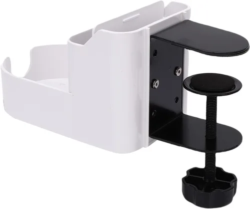 Vista 4 de Pissente Desk Cup Holder, Adjustable Clamp/Holder On Desk Organizer with Phone Stand and Cup Holder for Home Office 1.5-3.5cm Thickness