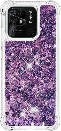 Vista 83 de Funda de silicona transparente con purpurina para Xiaomi Redmi A1 Bling Liquid Clear Star Heart Silicone Bumper a prueba de golpes, funda Azul