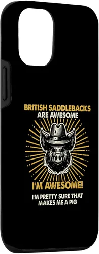Vista 3 de iPhone 15 Pig Dad Mom Awesome - Farmer Breeder British Saddlebacks Case