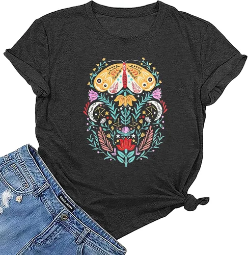 Vista 5 de Camiseta de manga corta con diseño de margaritas para mujer, diseño de girasol, talla grande