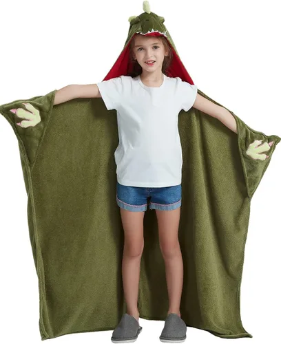 Vista 4 de Manta Usable con Capucha para Niños, Manta con Capucha de Animal, Regalo para Niños