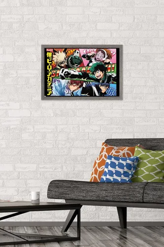 Vista 2 de Trends International My Hero Academia - Póster de pared de cómic, 14.72 x 22.37 pulgadas, versión enmarcada de madera de granero