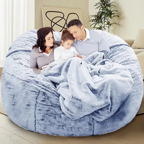 Vista 14 de HDMLDP - Funda de puf para niños y adultos, sin relleno, funda cómoda, esponjosa y redonda, para sofá tipo puf, para silla de lectura, silla de Gris
