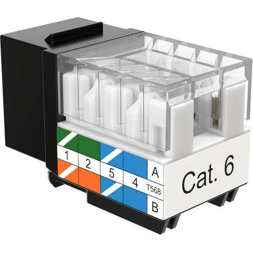 Vista 7 de SATMAXIMUM Paquete de 5 conectores de pared Ethernet Keystone Cat6 RJ45 Punch Down Slim Profile UTP Negro, 45 grados para panel de conexión y placa