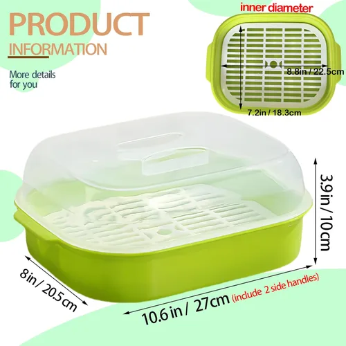 Vista 2 de Vaporizador de microondas para verduras, vaporizador de verduras de plástico con tapa para preparación de verduras, mariscos, pescado, cocina