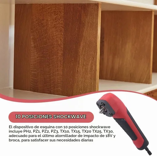 Vista 8 de Accesorio de ángulo recto, destornillador eléctrico, dispositivo de esquina de 90 grados, mango de ABS, adaptador de enchufe de broca de taladro