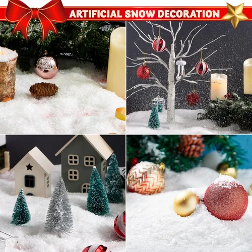 Vista 5 de JOYIN Paquete de 2, copos de nieve artificiales de plástico de 10 onzas (280g) blancos para decoración de árbol de Navidad, fiesta de Navidad
