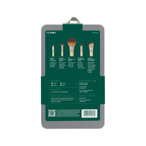 Vista 8 de EcoTools Juego de brochas de maquillaje para sombra de ojos, base, rubor y corrector con estuche de almacenamiento adicional, comienza el día