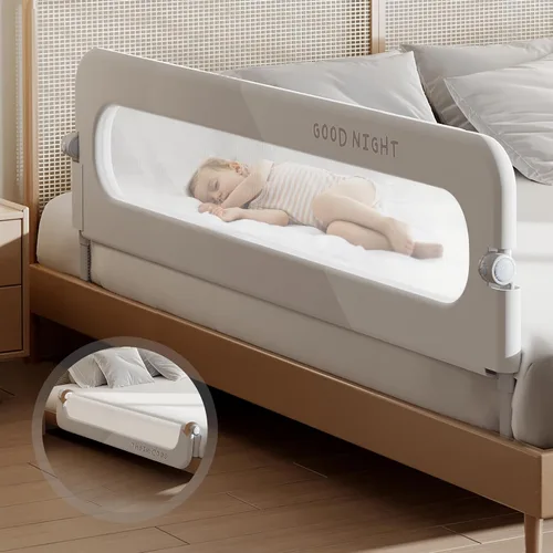 Vista 9 de Rieles plegables para cama infantil, parachoques de protección para cuna, riel lateral de cama seguro para camas individuales, queen, king
