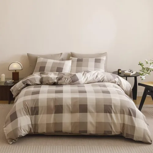 Vista 34 de Luxlovery - Juego de edredón color rojo ladrillo tamaño individual, juego de ropa de cama de 3 piezas, color rojo oscuro, suave, transpirable