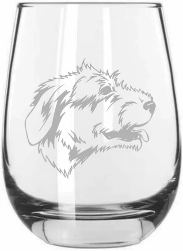 Vista 555 de Shar Pei (chino) - Vaso de vino sin tallo grabado para perro, 15.25 onzas