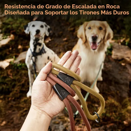 Vista 2 de Correa para perro de cuerda de PawsPassion de 6 pies, correa para perro resistente de 2 en 1 con hebilla de cinturón de seguridad, libre de enredos