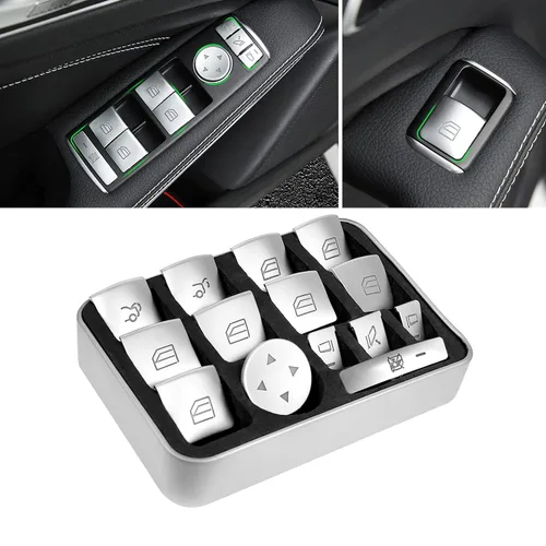 Vista 9 de Moonlinks Cubiertas de botón para interruptor de ventana eléctrica de puerta interior, repuesto compatible con Mercedes Benz A B C E G GLA CLA GLK