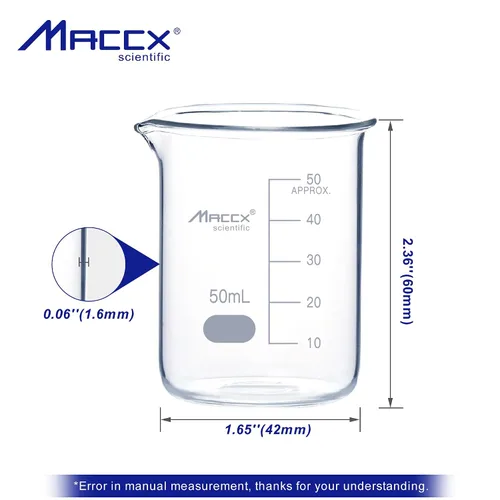 Vista 31 de Vaso de vidrio resistente de 3.4 onzas (3.4 fl oz), 3.3 Griffin de borosilicato de forma baja con graduación impresa, paquete de 4, BKL100-004