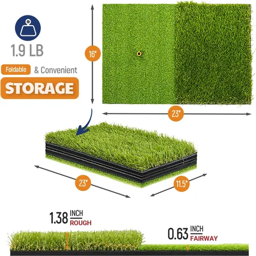 Vista 4 de JAYA Alfombrilla de golf con base de goma pesada, alfombrilla de práctica de golf plegable para entrenamiento en interiores y exteriores, calles