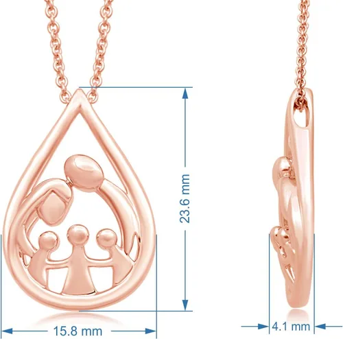 Vista 38 de Jewelili - Collar con colgante de plata de ley o oro rosa o amarillo sobre plata, cadena de eslabones de 18 pulgadas