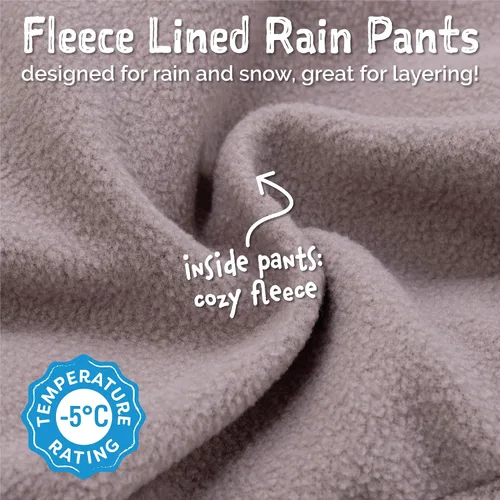 Vista 6 de JAN & JUL Pantalones de lluvia y nieve impermeables para niños, forrados con forro polar