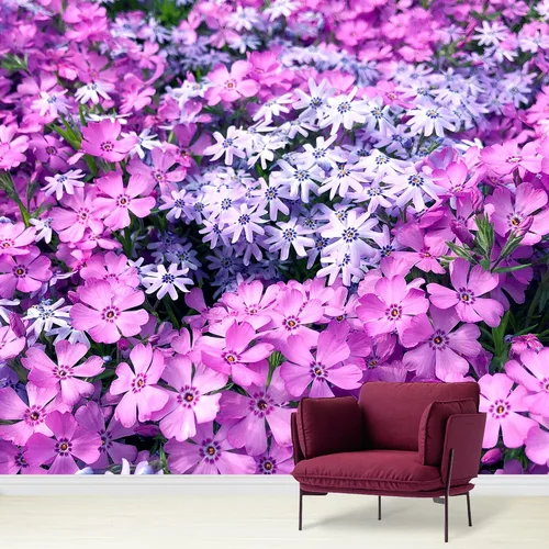 Vista 7 de wall26 Adhesivo mural removible para pared, diseño escénico de flores silvestres rosa, campo de jardín, naturaleza, fotografía, realismo