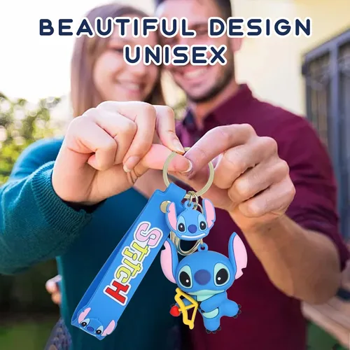 Vista 4 de 3 llaveros de puntada de dibujos animados para niños y niñas para parejas, llaves, mochila, bolso, llavero de teléfono, regalo para cumpleaños