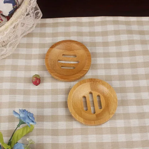 Vista 3 de 2 bandejas de bambú para jabón, soporte redondo de bambú para ducha, soporte de madera para ducha, contenedor de almacenamiento para baño, inodoro